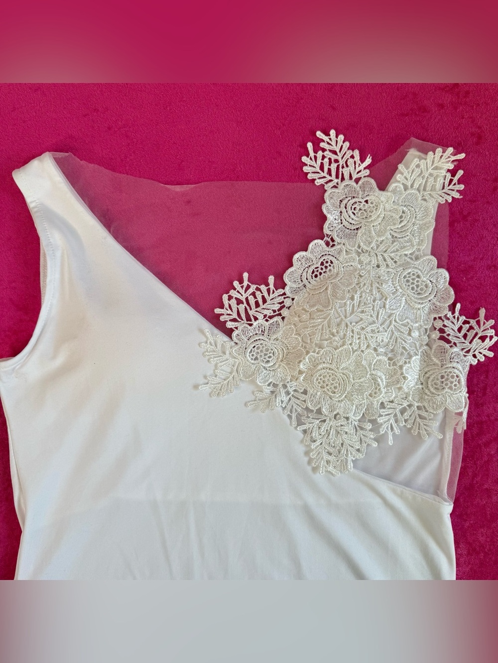 Vintage Coquette Ivory Lace detail V-neck Sleeveless Snap Closure Bodysuit M - Picture 10 of 15